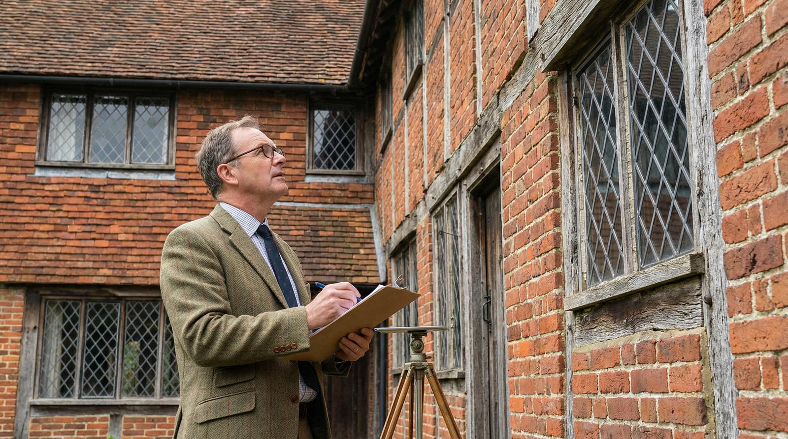 Professional surveyor inspecting property in Kent